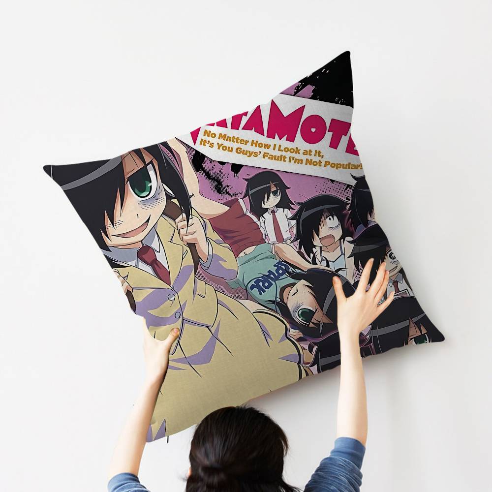 Anime W-Watamote Kuroki Tomoko Pillow Cushion Cover Pillowcase Living Room Sofa Home Decor Customized
