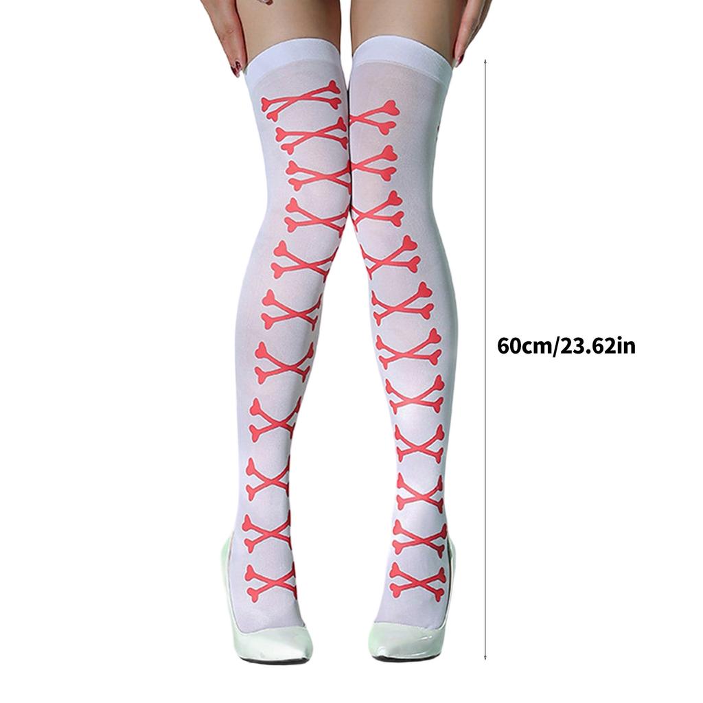 Oberschenkelhohe Lange Strümpfe Über-Knie-Socken Halloween Cosplay Festival Strümpfe Bedruckte Strümpfe für Damen und Mädchen