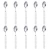 10Pcs of Ceramic Handle Tableware, Stainless Steel Spoon Set, Creative Pearl Shape Handle Soup Spoon Rice Spoon Kitchen Supplies