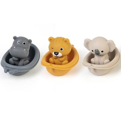 Juego de Juguetes de Baño para Bebé Barcos Flotantes para Bebés de 18 Meses y Niños Pequeños de 1 a 5 Años Marionetas de Dedo de Animales de Silicona Juguete para la Ducha Juguete para la Bañera