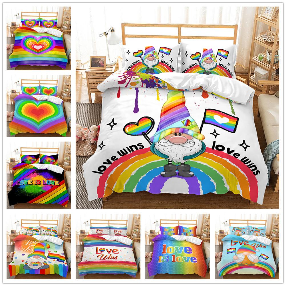 

Love Rainbow 3D Quilt Set Three-Piece Digital Kit Four-Piece Set 135 * 200 (two-piece set) 90g