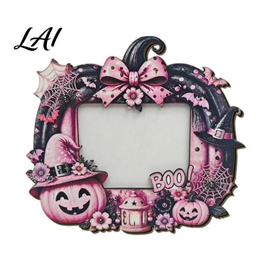 Decorative Mantle Piece Halloween Photo Frame Wooden Desktop Picture Holder for Spooky Party Decoration Cute Theme Frame And Festive Home Decor,