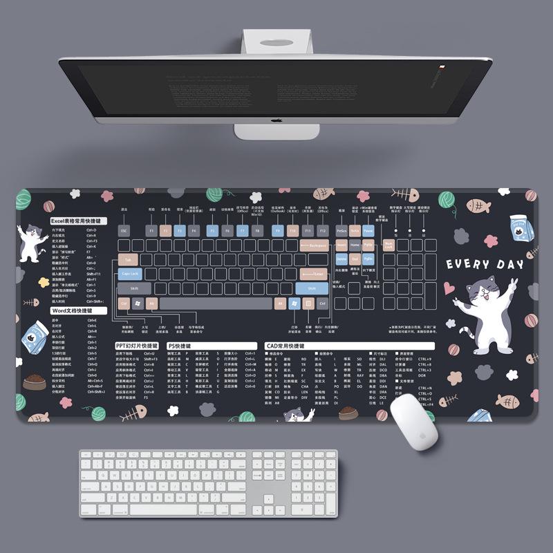 Extra Large Cartoon PS Hotkeys CAD Mouse Pad - Non-Slip Desk Mat for Keyboard & Laptop