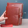 Red Leather A5 Business Loose-leaf Notebook with Card Holder