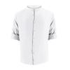 Men's Cotton-Linen Stand Collar Breathable Henley Neck Casual Long-Sleeved Shirt