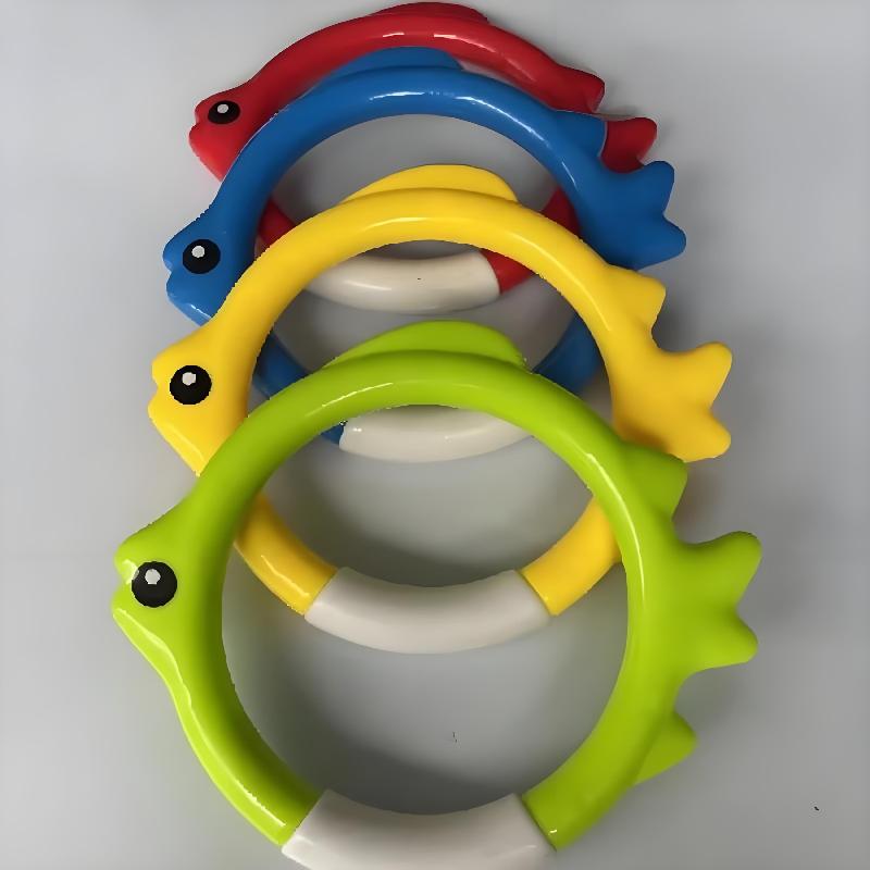 4Pcs Underwater Swim Training Gear With Fish-Shaped Retrieval Rings Diving Rings Set Floatable Pvc Pool Toys For Adults/Kids