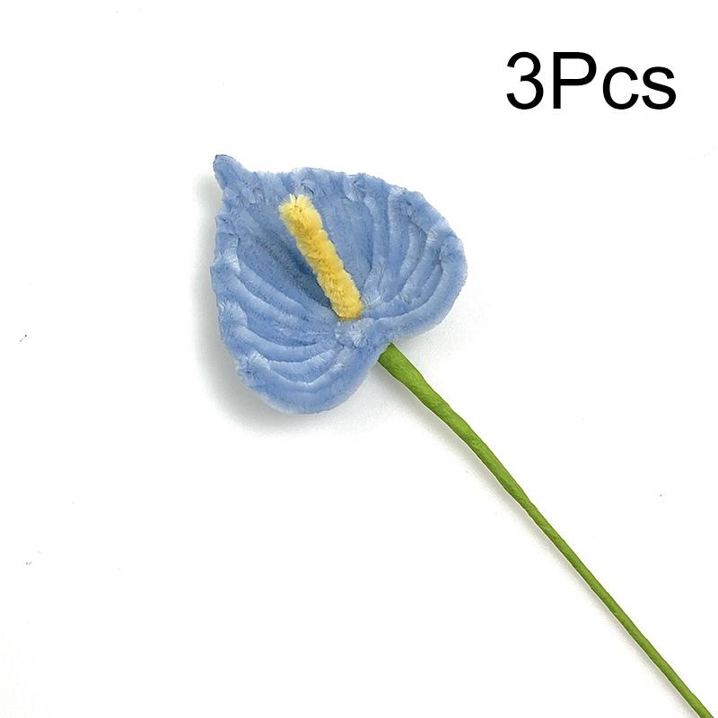 3Pcs Pipe Cleaner Flower Finished Artificial Chenille Stems Home Decor Flamingo Palm Handmade