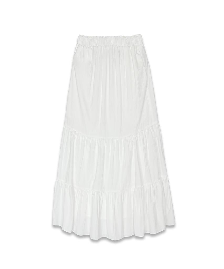 MARROT Shirred Frill Long Skirt_White