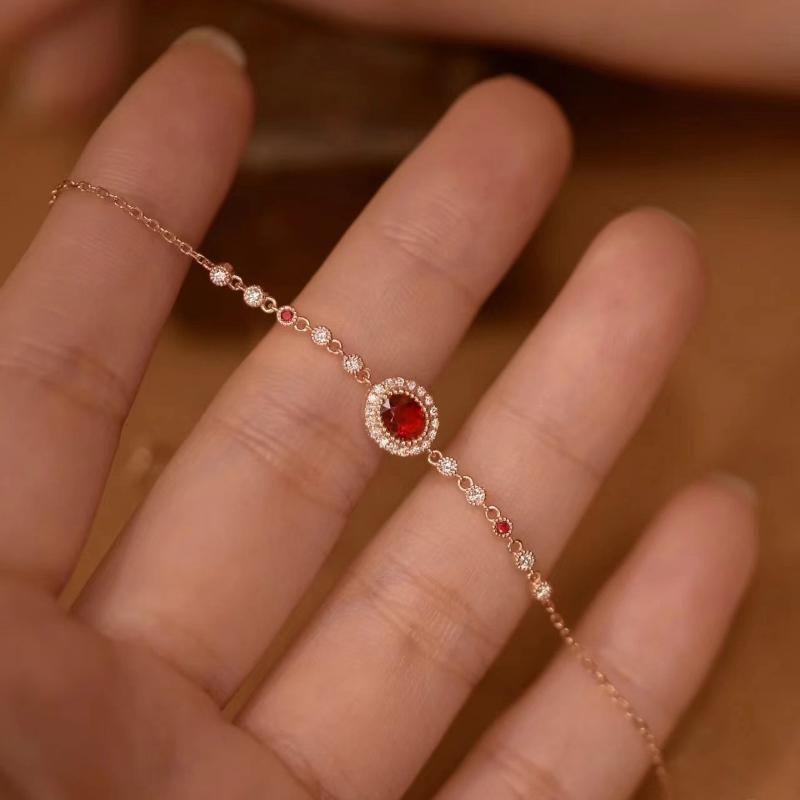 

Класичний вінтажний браслет-шарм з рубінами для жінок, ефектні класичні браслети, блискучі ювелірні вироби в подарунок на заручини та банкет 17-20cm