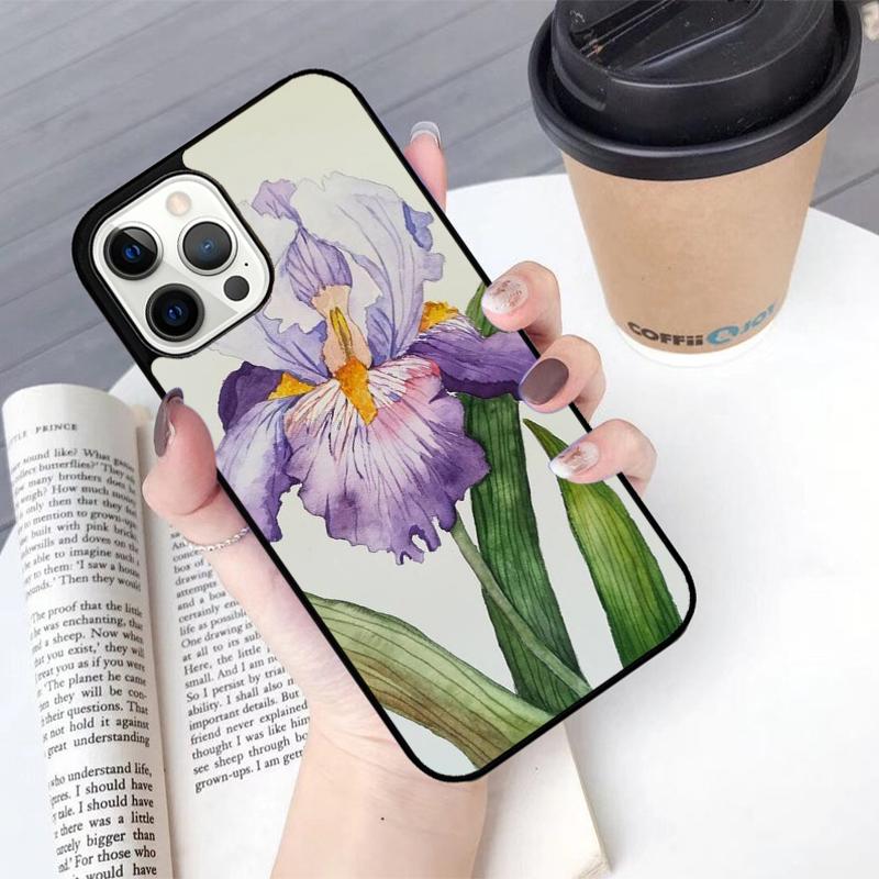 Iris Purple Flower Watercolor Mobile Phone Cases Cover For iPhone 17 Air 16 15 14 12 13 11 Pro MAX Apple Plus Coque