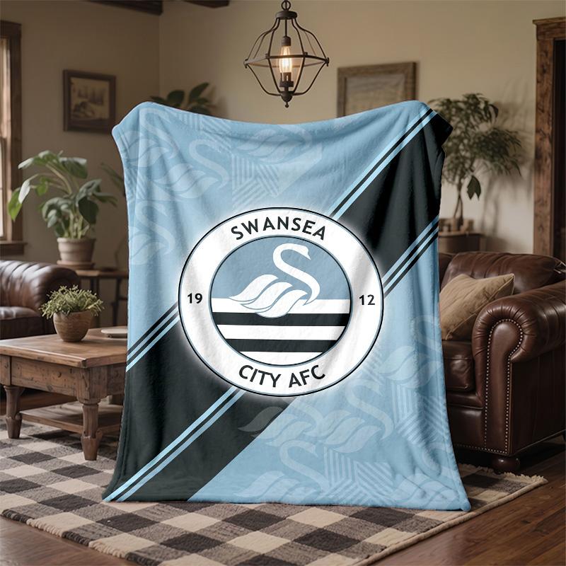 Coperta in Pile a Tema Swansea City Morbida e Accogliente in Peluche per Camera da Letto Divano Viaggio