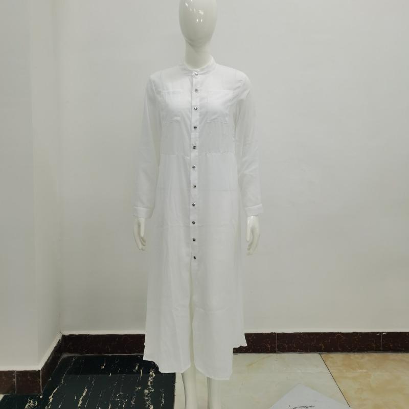 New Fashion Long Sleeve Plus Size Chiffon Dress Women Clothing Solid Button Up Lace-up Midi Loose Dress Woman Elegant Round Neck Casual Dresses 24772