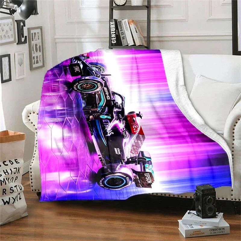 Flannel Blanket for Children F1 Sports Car Racing Car Famous Racing Blankets Soft Comfortable Home Travel Blanket High Quality