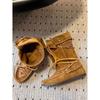 Cowhide~ Inner Heightening Boots, Retro Fringed Straps, Western Boots, Women's Genuine Leather Slim Boots, Foldable Stacking Boots