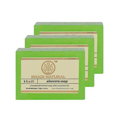 KHADI NATURAL Aloe Vera Handgemachte Seife 125g Packung mit 3 Stück