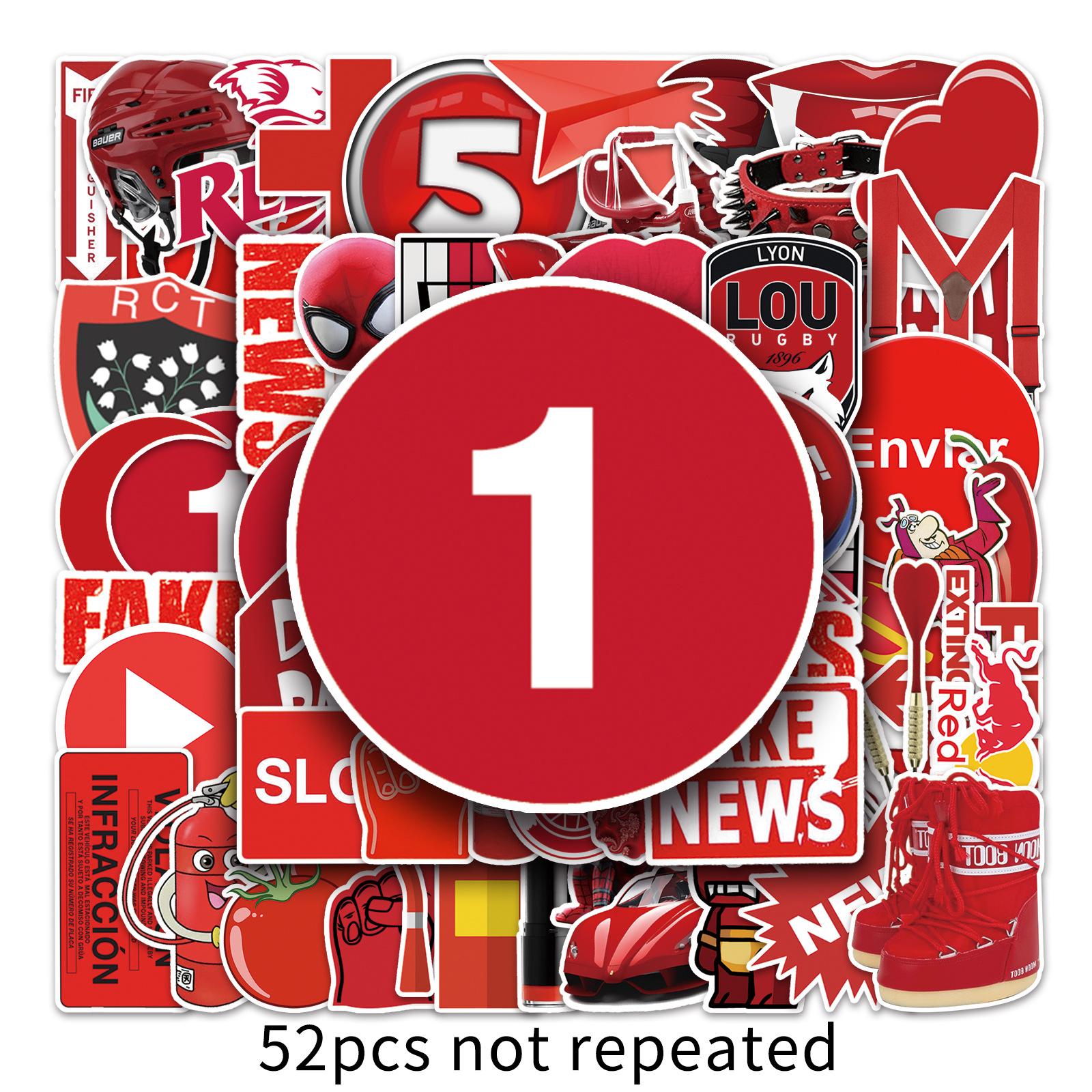 

52 Красные Мультяшные Дудл Персонализированные Чемодан Чемодан Самокат Машина Мобильный телефон Водонепроницаемые Декоративные Наклейки