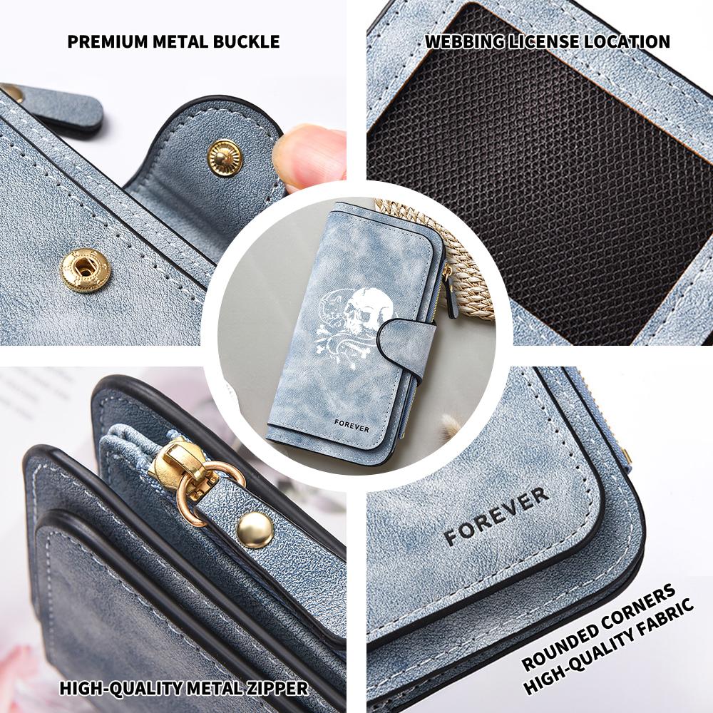 Gothic Skull Cat Printed Long Wallet Fashion Casual Large Capacity Card Holder