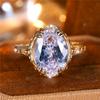 Luxury Male Female White Zircon Stone Ring Trendy Yellow Gold Color Engagement Cute Bride Wedding Jewelry Gift For Women Men