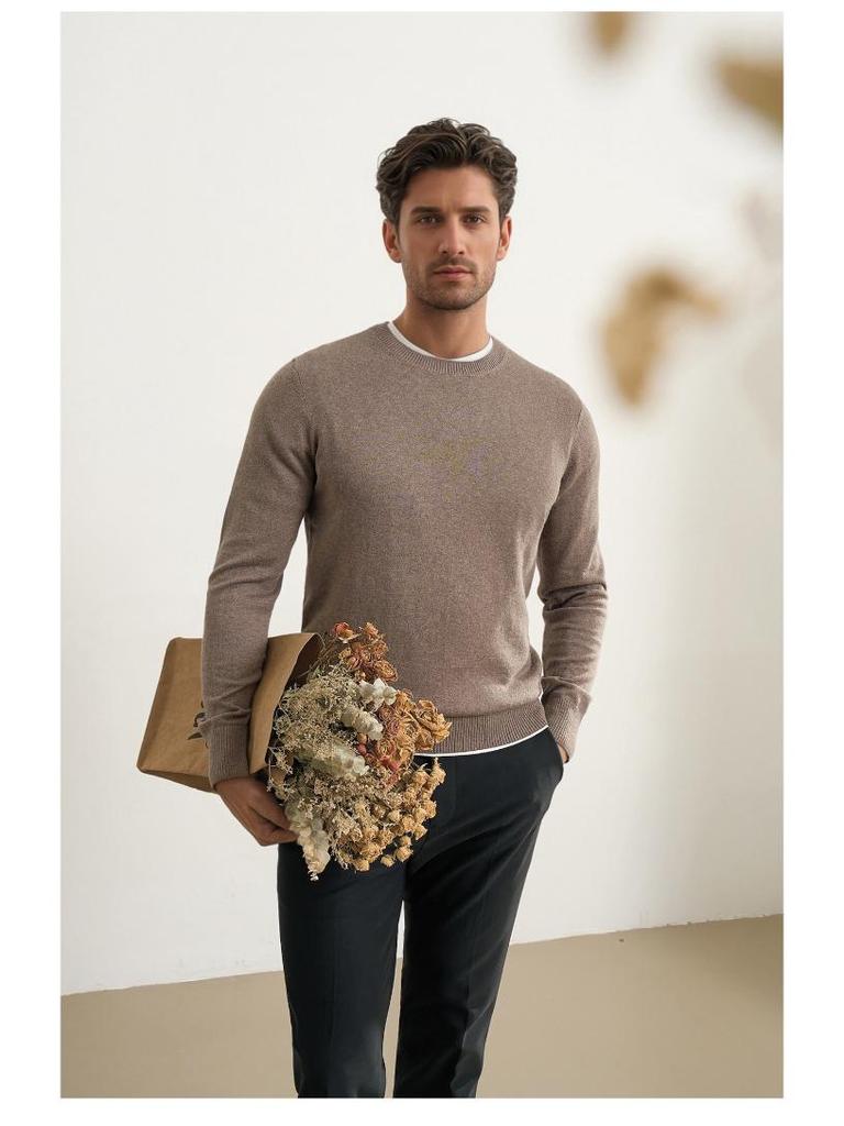 Herren Old Money Stil Wollpullover mit Rundhalsausschnitt - Herbst/Winter Strickpullover