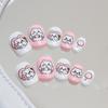 Kids' Cartoon Little Bear Nail Art Patches - 24 Removable Pink & White Block False Nails