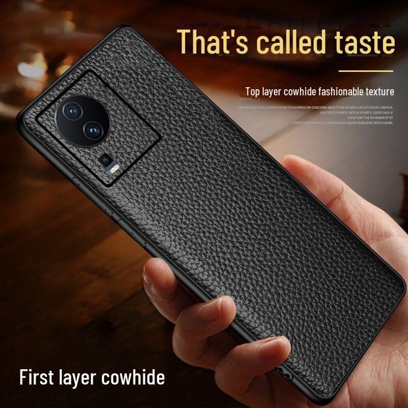 iQOO Neo7 Racing Cowhide Leather Protective Case for Neo7Pro - High-end and All-inclusive with Litchi Pattern