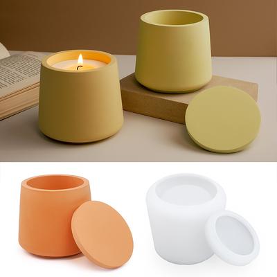 Kaars Pot Siliconen Mal Met Deksel DIY Ronde Sieraden Opbergdoos Succulent Bloempot Gips Epoxy Hars Mallen Woondecoratie Cadeau