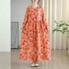Long sleeve plus size cotton vintage floral new in dresses for women casual loose spring summer autumn dress