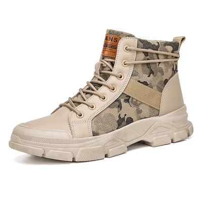 Mode Canvas Herrenstiefel Schnürer Herren Canvas Schuh Plateau Knöchel Botas Cowboy Motorradstiefel Mode Wüste Stiefeletten 2024