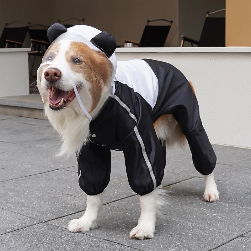 

Panda, Frog, Big Dog, Pet Clothes, Golden Retriever, French Bulldog, Cat and Dog, Four-legged Raincoat, Outdoor Waterproof S чёрный/белый