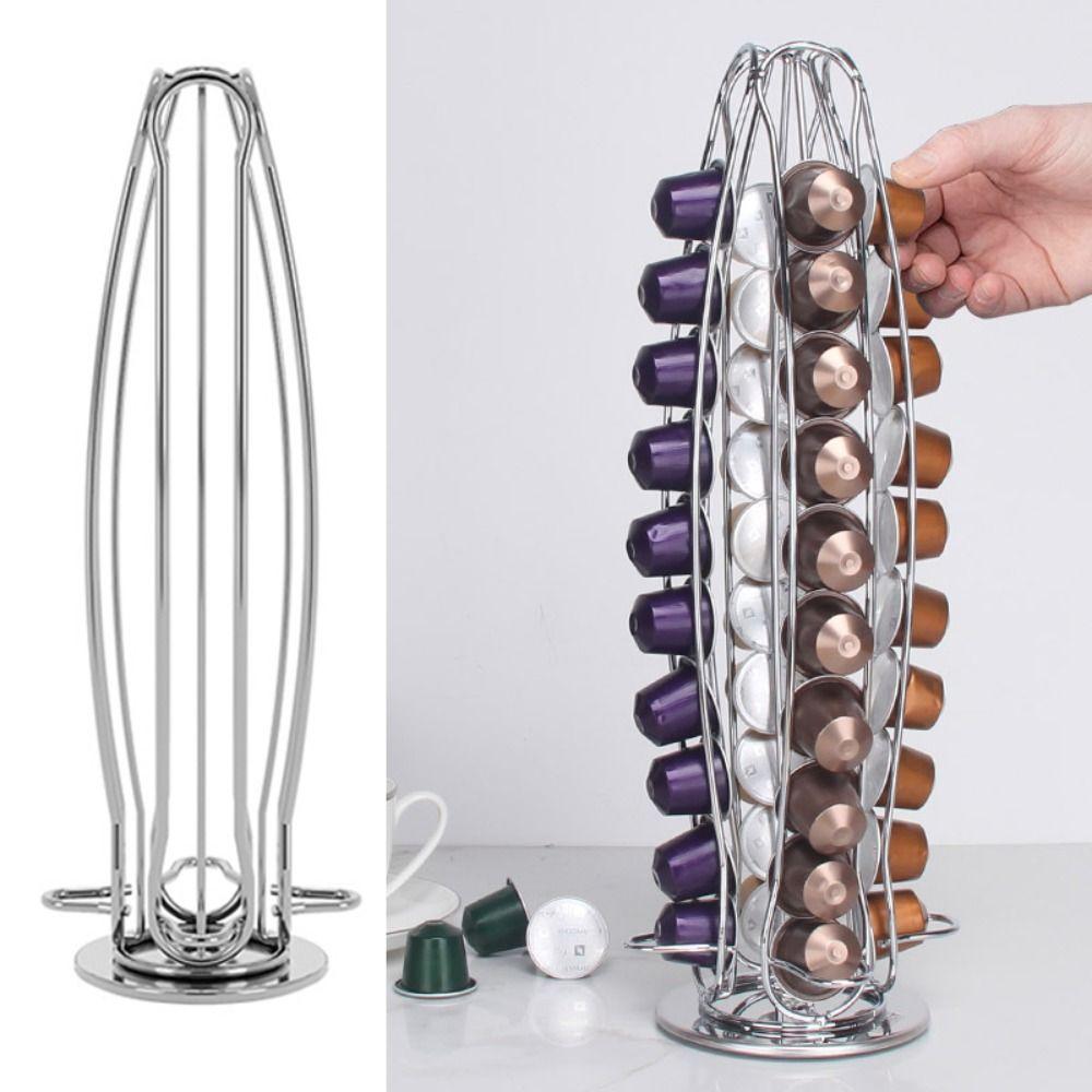 Metal Coffee Pod Holder 360° Rotatable Capsules Storage Organizer for Nespresso For Home Kitchen