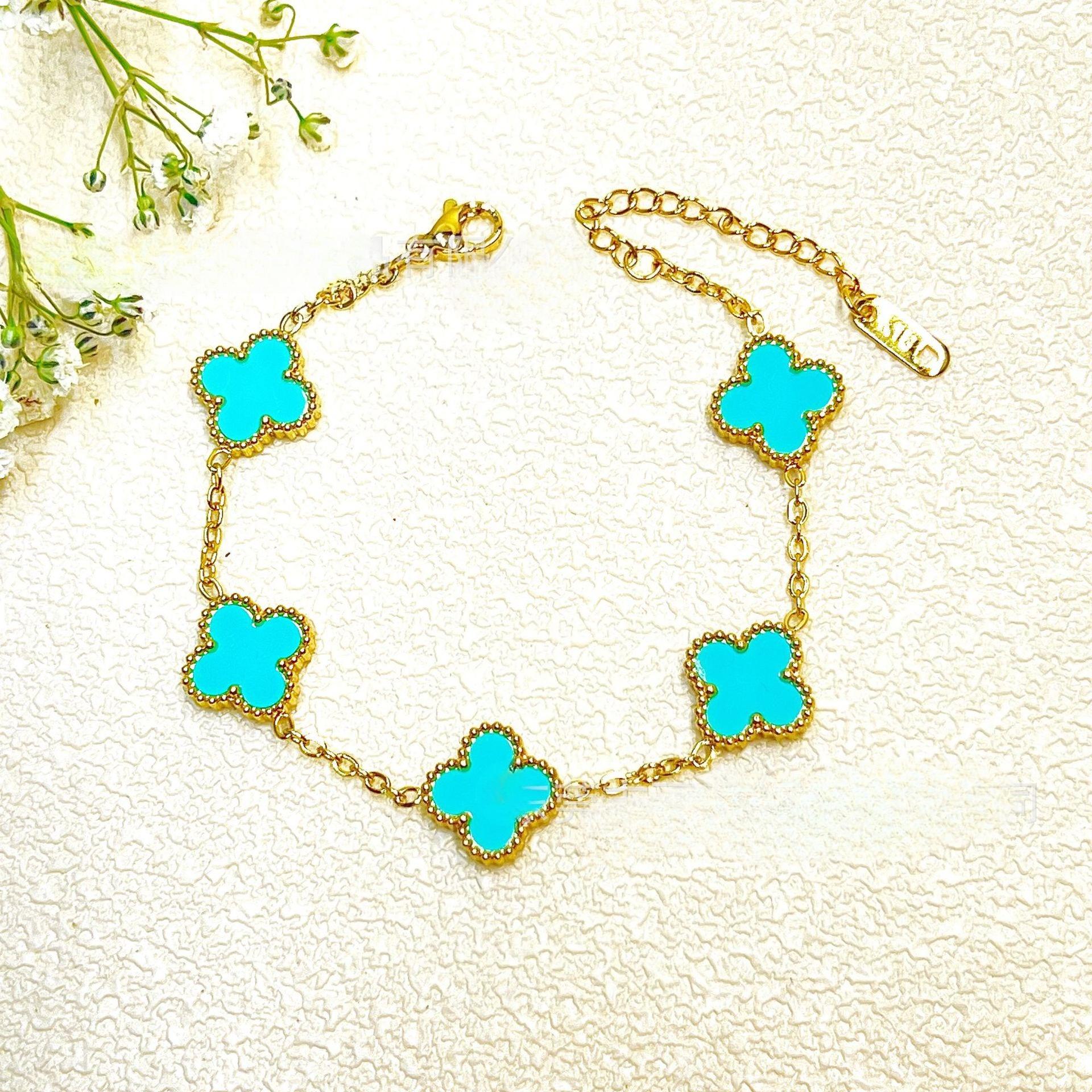 

Браслет Клевер Четырехлистный Высокое Качество 18к Двусторонний Счастливый Браслет Пятицветок Модный Новый Легкий Роскошный Браслет