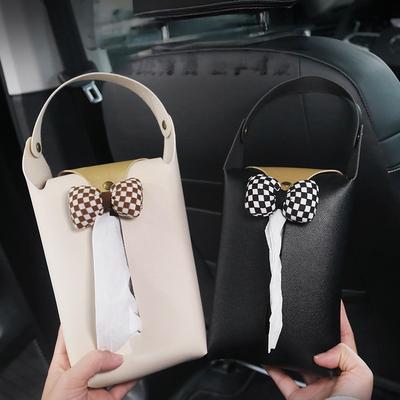 Auto-Sitzrücken-Taschentuch-Aufbewahrungsbox-Halter Für Frauen PU-Leder Schleife Auto-Rücksitz Hängender Papierhandtuch-Organizer Servietten-Tasche