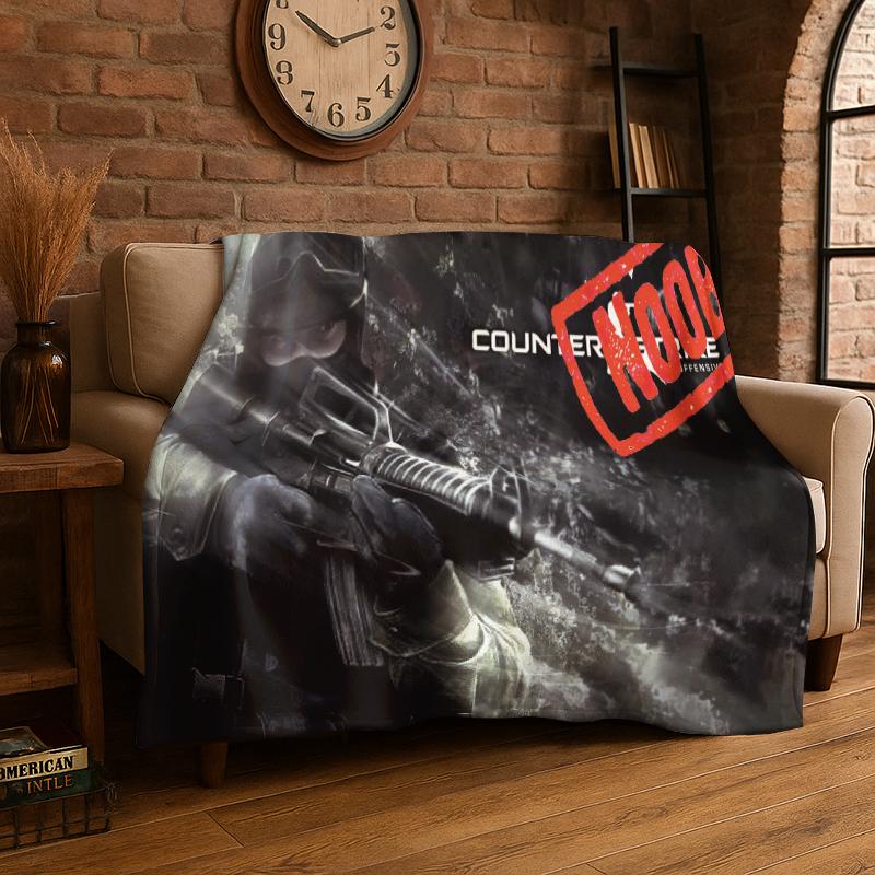 

Counter Strike CS GO Game Gamer Flannel Blanket Soft Warm Throw Blanket for Bedroom Living Room Bed Travel Camping Picnic Gift 75x90cm