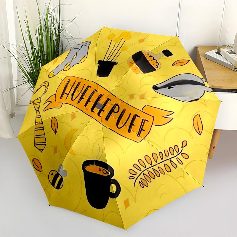 1pc Hufflepuff House Symbols Umbrella with Plastic Handle,Cartoon Pattern,Suitable for All Seasons Multi-functional Umbrella509
