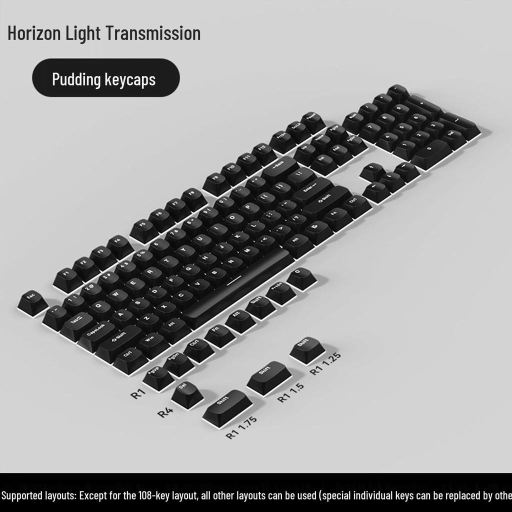 PBT Horizon Doppelwand Milchreis Gelee Tastenkappen - Transluzentes Mechanisches Tastatur Set