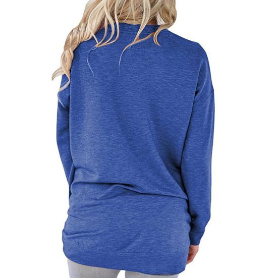 חולצת טי-שירט רפויה לנשים, צבע אחיד, שרוולים ארוכים, עם כיסים, טוניקה רפויה, סתיו