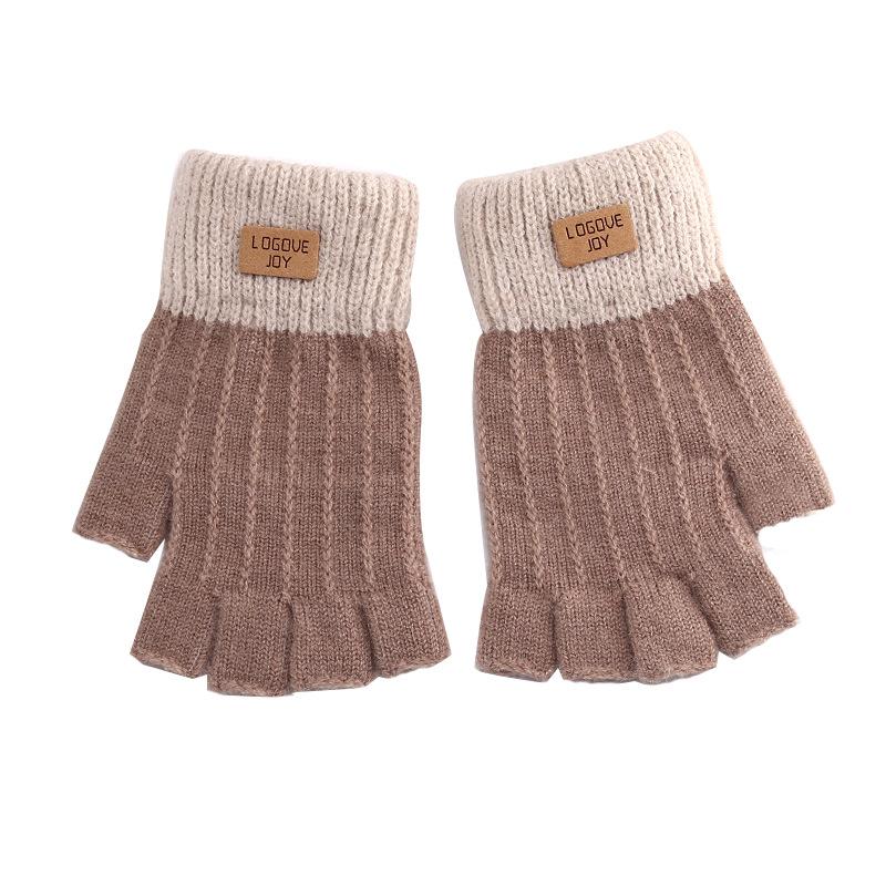 Women's Gloves Winter Cute Warm Riding Outdoor Gloves Touch Screen Knitted Woolen Gloves Half Fingers Gloves
