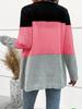 European and American Lazy Style Striped Grey Knit Cardigan Sweater