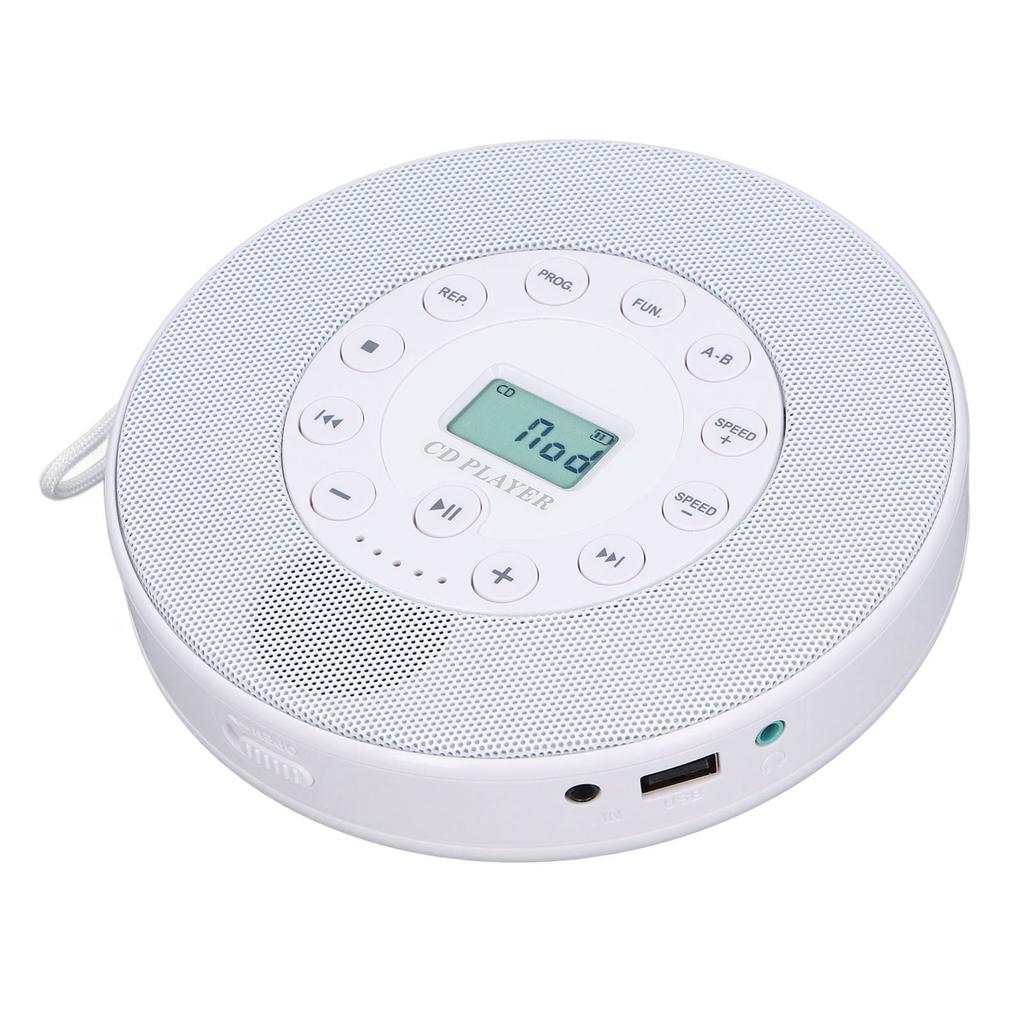 Portable CD Player Bluetooth with Speaker Anti Skip CD Player for Car MP3 Blanc