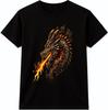 Dragon T Shirt Fire Breathing Dragon Head Fantasy Graphic Vintage Tee