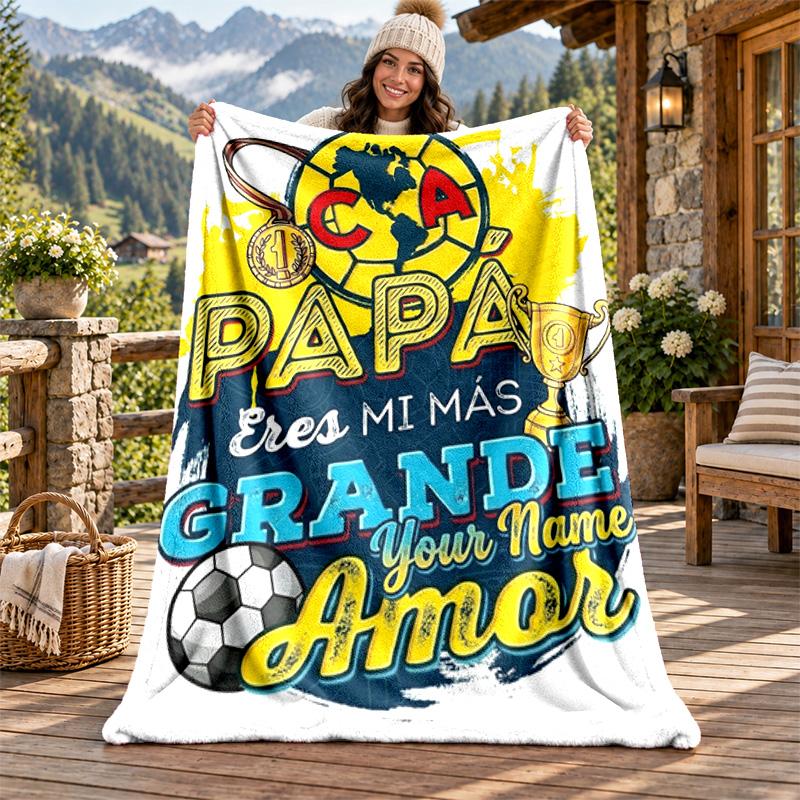 Club America Custom Name Flannel Blanket Personalized Soft Warm Plush Throw Blanket Customized Gift for Family Friends