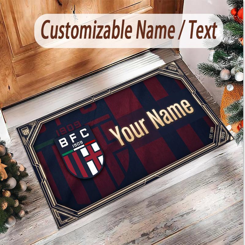 Personalized Crystal Velvet Carpet Bologna FC Pattern Non Slip Floor Rug
