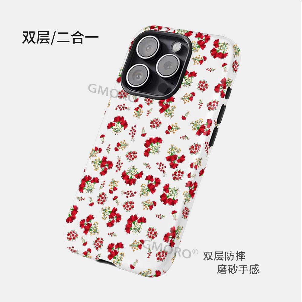 [MagSafe Magnetic Suction] Girl's Heart Red Floral Apple 15/16promax Mobile Phone Case Frosted Case
