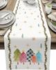 Christmas Watercolor Xmas Tree Linen Table Runner Dresser Scarves Winter Xmas Snowflake Kitchen Table Runner Navidad Decorations