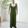 Women Casual Loose Long Bib Pants Sleeveless Wide Leg Baggy Jumpsuits Cotton Romper Overalls with Pockets