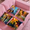 Leonid Afremov Oil Painting Pillow Case Silky Short Plush With Invisible Zipper Dustproof Sofa Cushion Cover For Home Decor