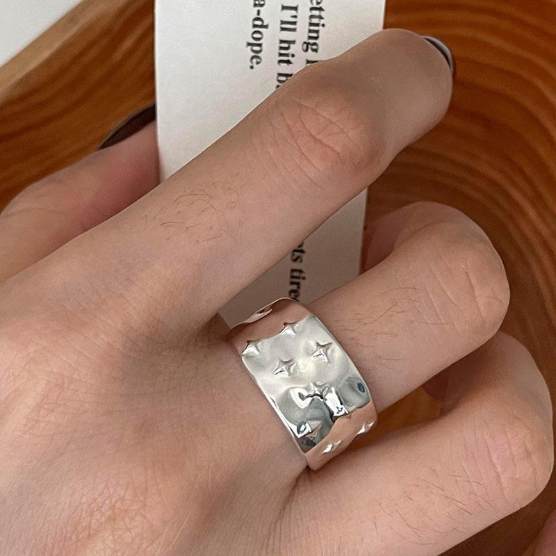 

PANJBJ 925 Sterling Silver Star Zircon Ring for Women Girl Adjustable Fashion Individuality Jewelry Birthday Gift Dropshipping