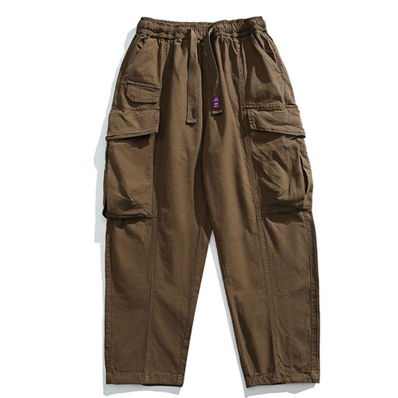 American-Style Multi-Pocket Cargo Pants for Men, Loose Straight-Leg Casual Pants, High Street Style, Cool Japanese Retro Men's Pants, Trendy