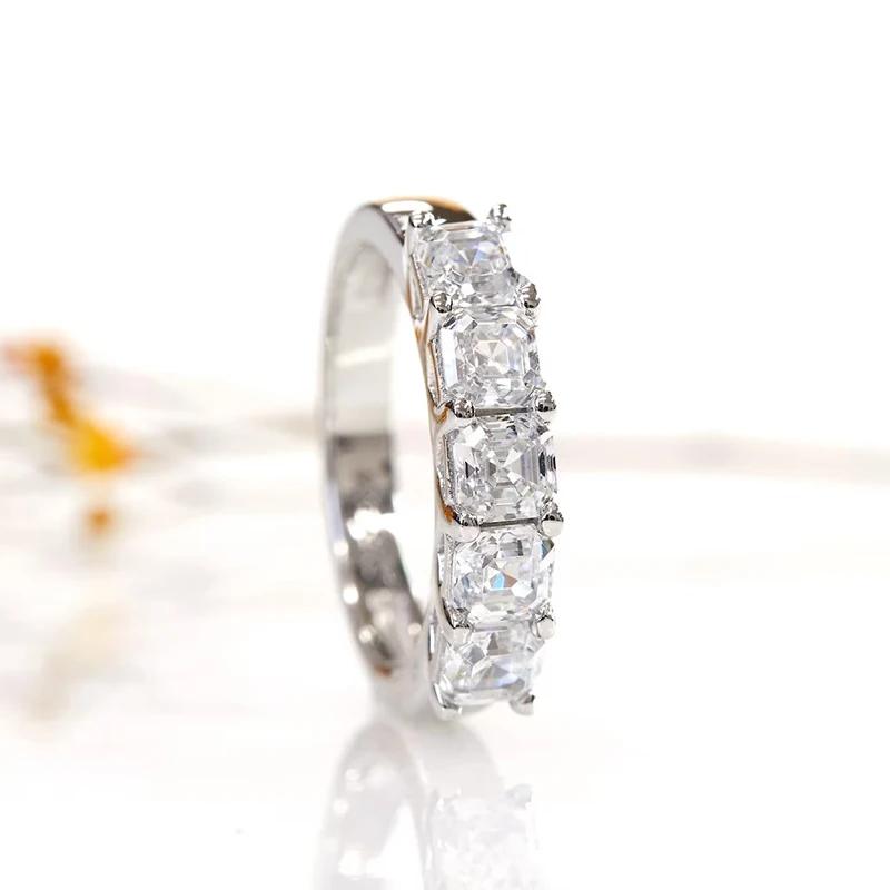 Square Shaped Cubic Zirconia Rings Women for Marriage Wedding Ceremony Simple Luxury Female Jewelry Wholesale & Drop Ship