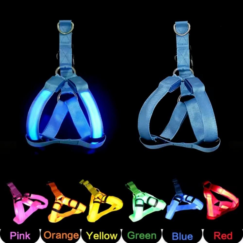 Breathable Light Up LED Dog Harness Rechargeable Flashing Luminous Pet Chest Strap Adjustable Soft Dog Glowing Vest Pet Safety